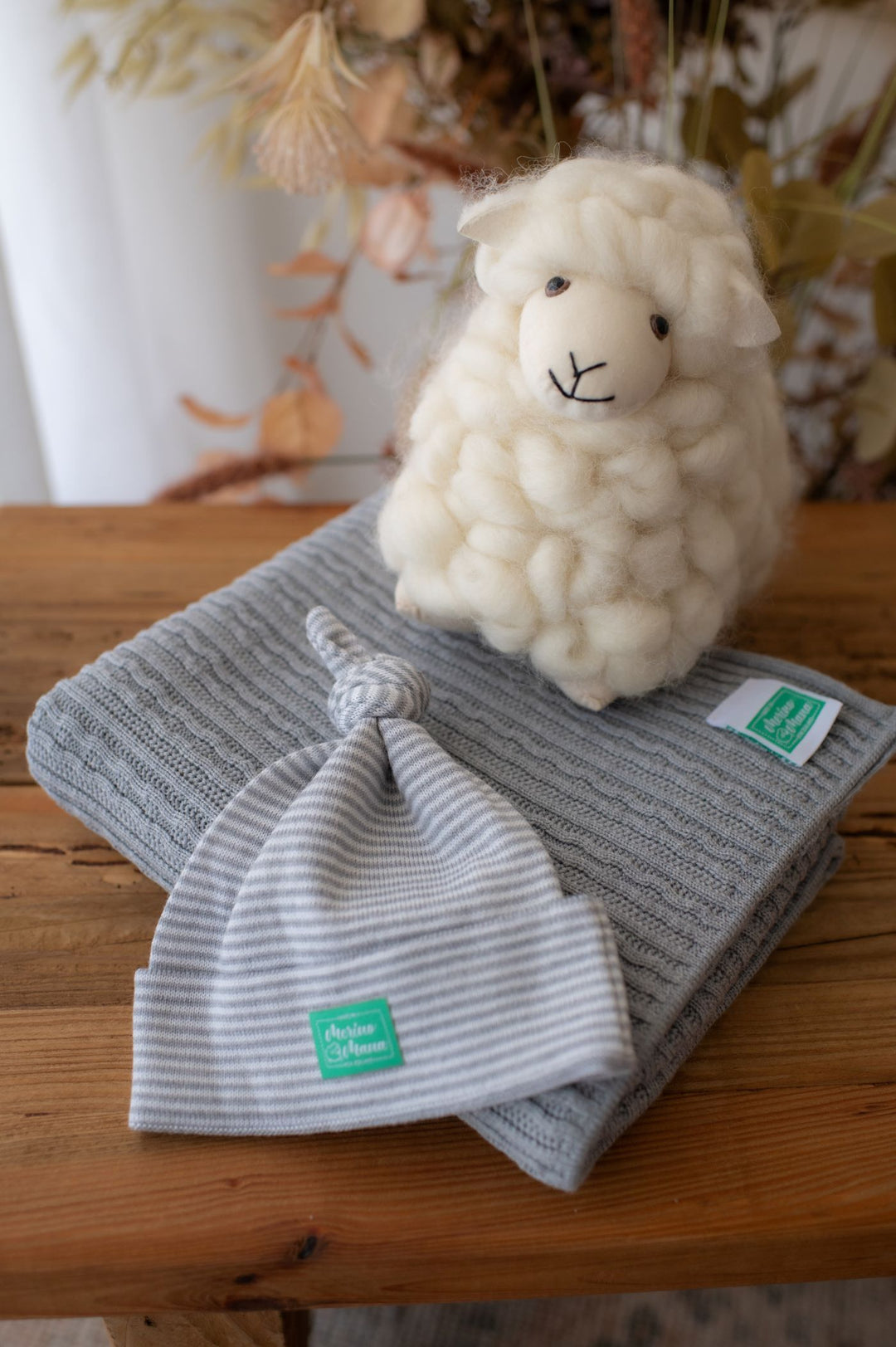 Merino Wool Blanket, Beanie and Baa Baa Sheep