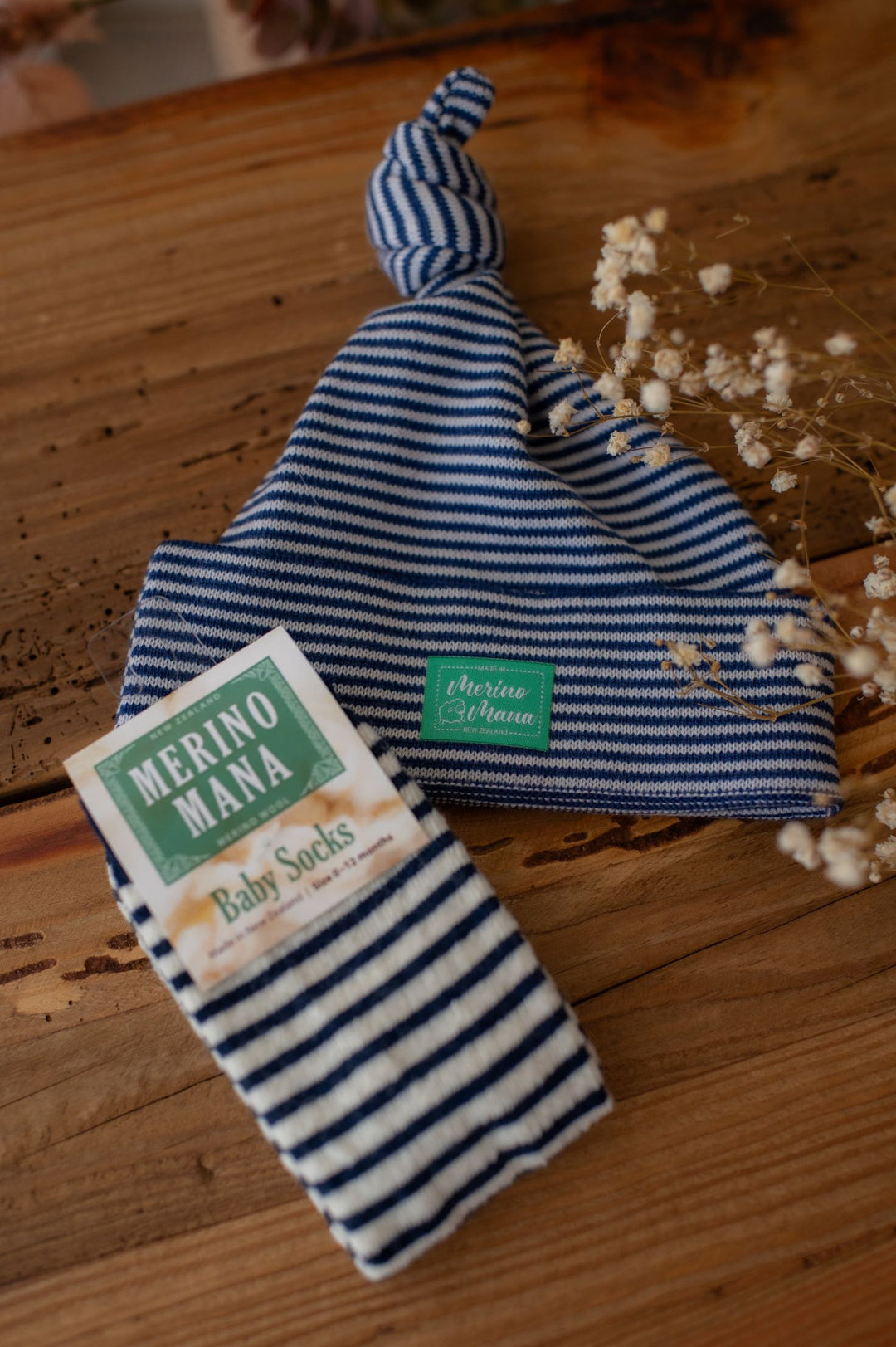 merino wool baby hat and merino wool socks, made in new zealand