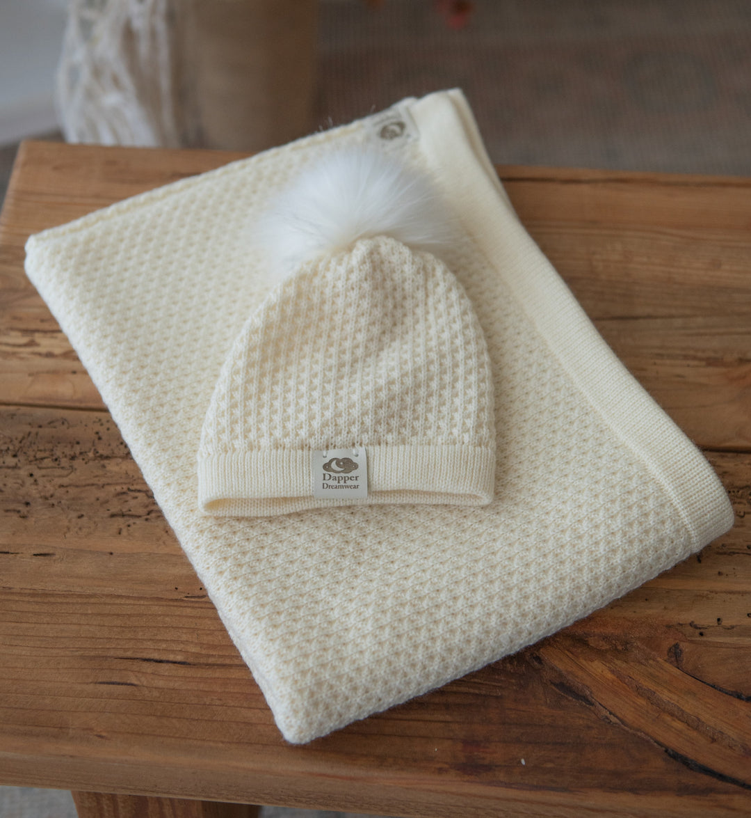Dapper Dreamwear Merino Baby Blanket and Beanie Gift Set