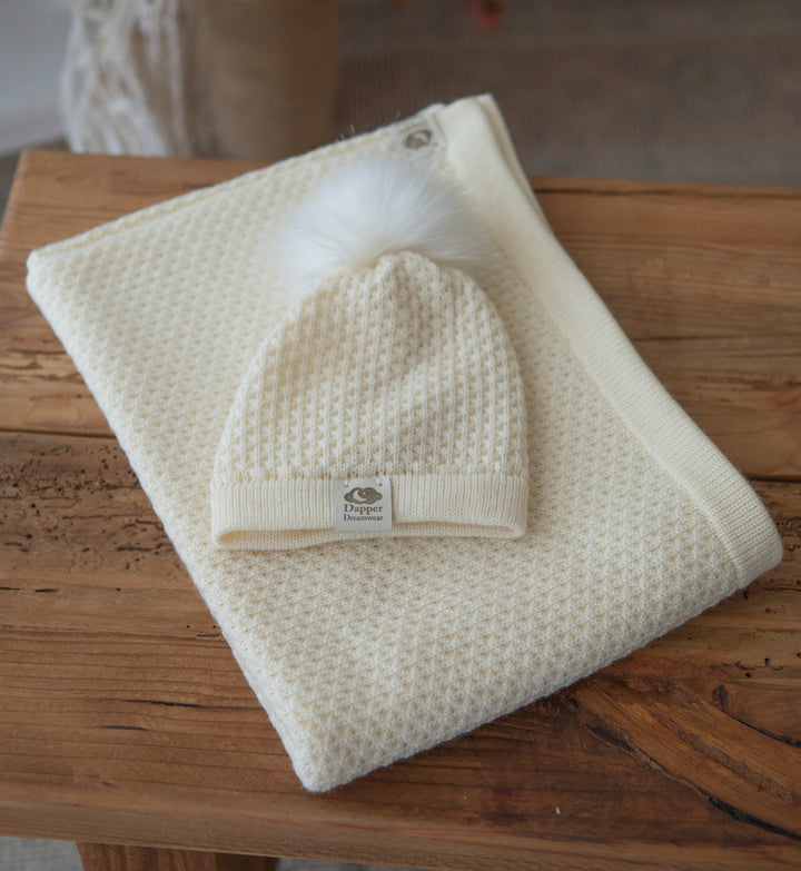 Dapper Dreamwear Merino Baby Blanket and Beanie Gift Set